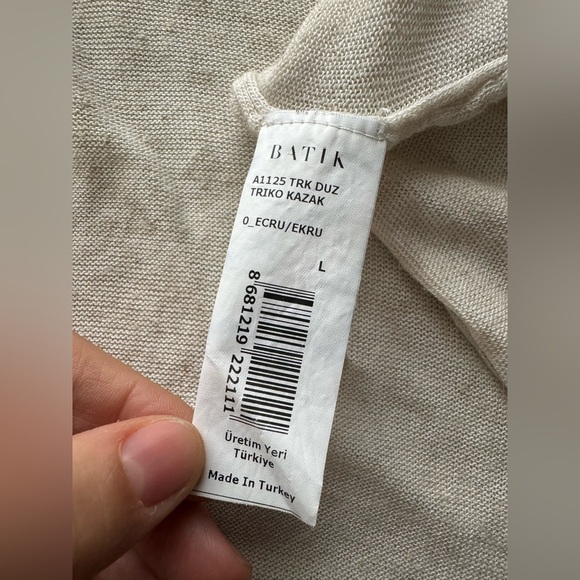 Batik linen flax blend top in Ecru size L - Picture 11 of 12